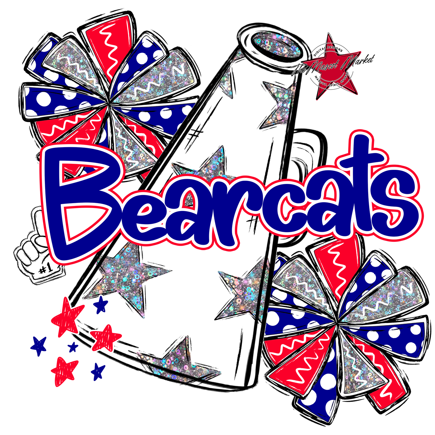 Bearcats Alpha Cheer Megaphone-Blue-Red