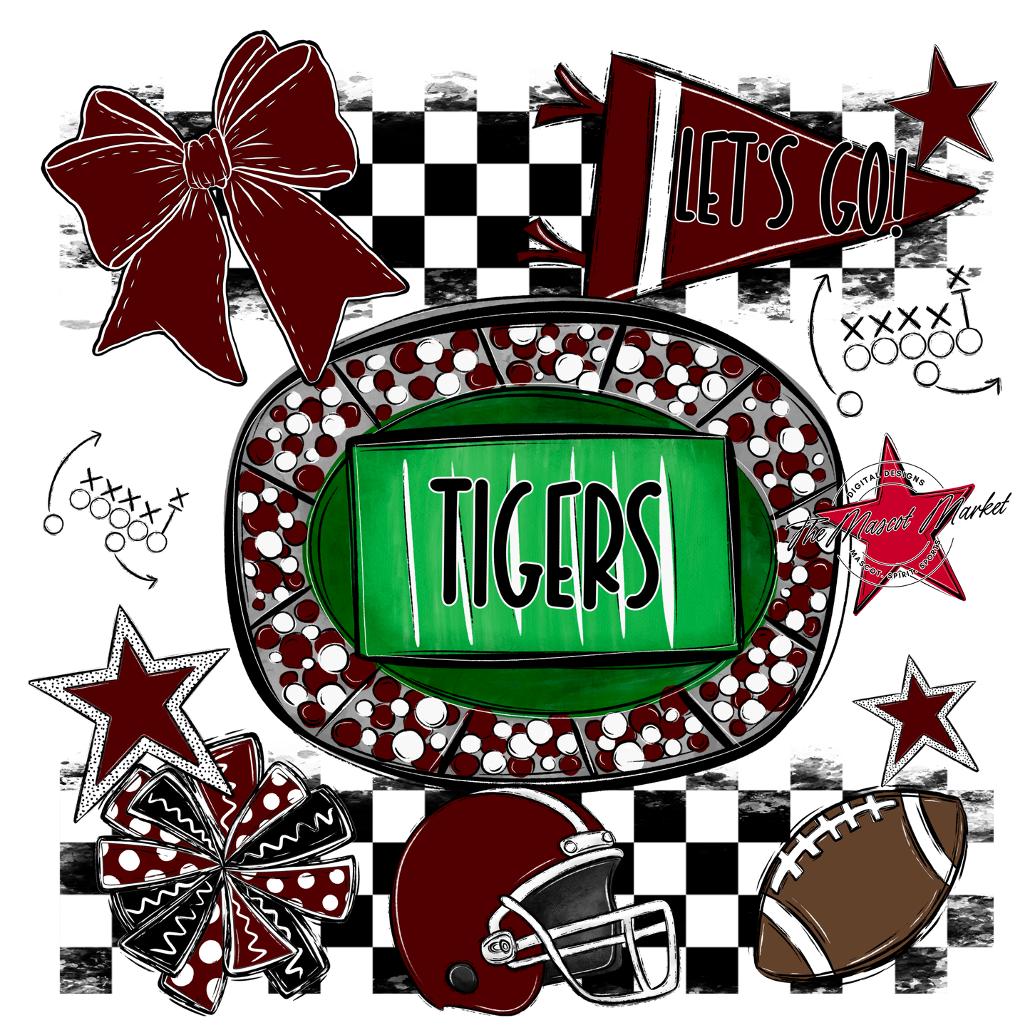 Tigers Checkers Spirit Design-Maroon