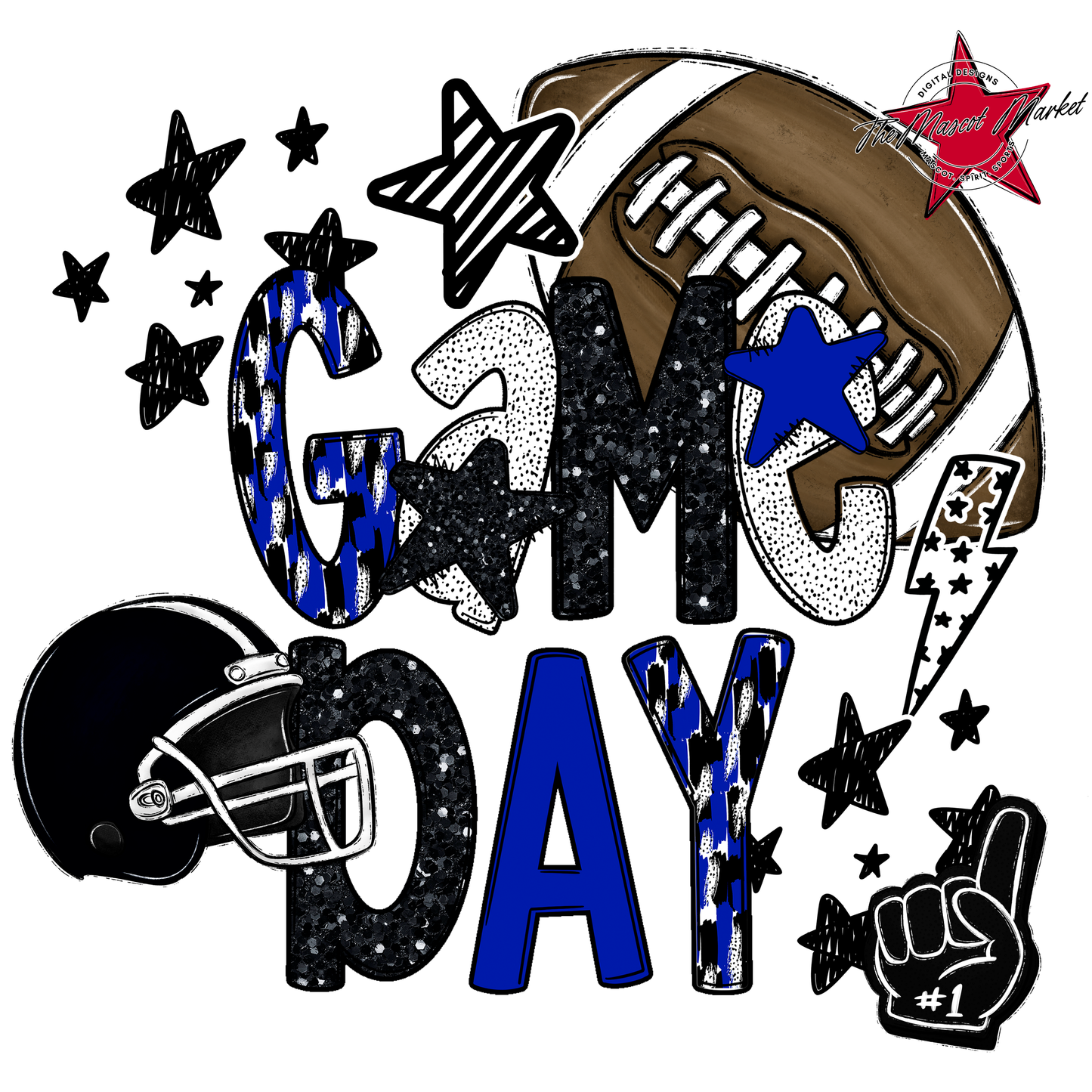 Football Game Day Scrape-Royal Blue