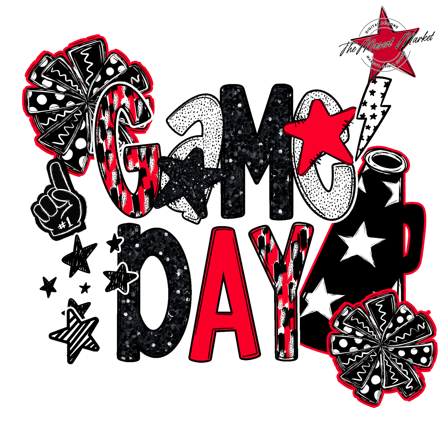 Cheer Game Day Scrape-Bright Red