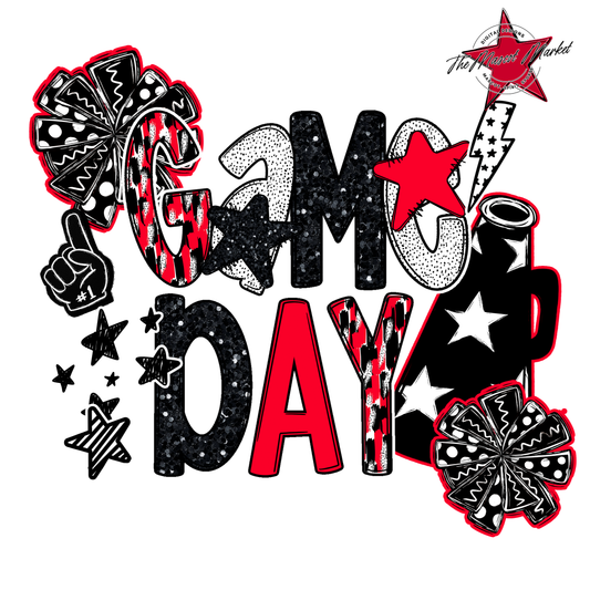 Cheer Game Day Scrape-Bright Red