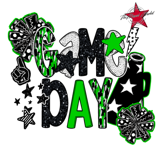 Cheer Game Day Scrape-Bright Green
