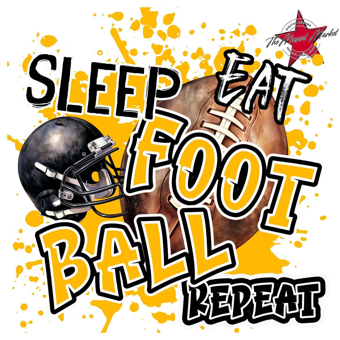 Eat Sleep Football Repeat-Yellow