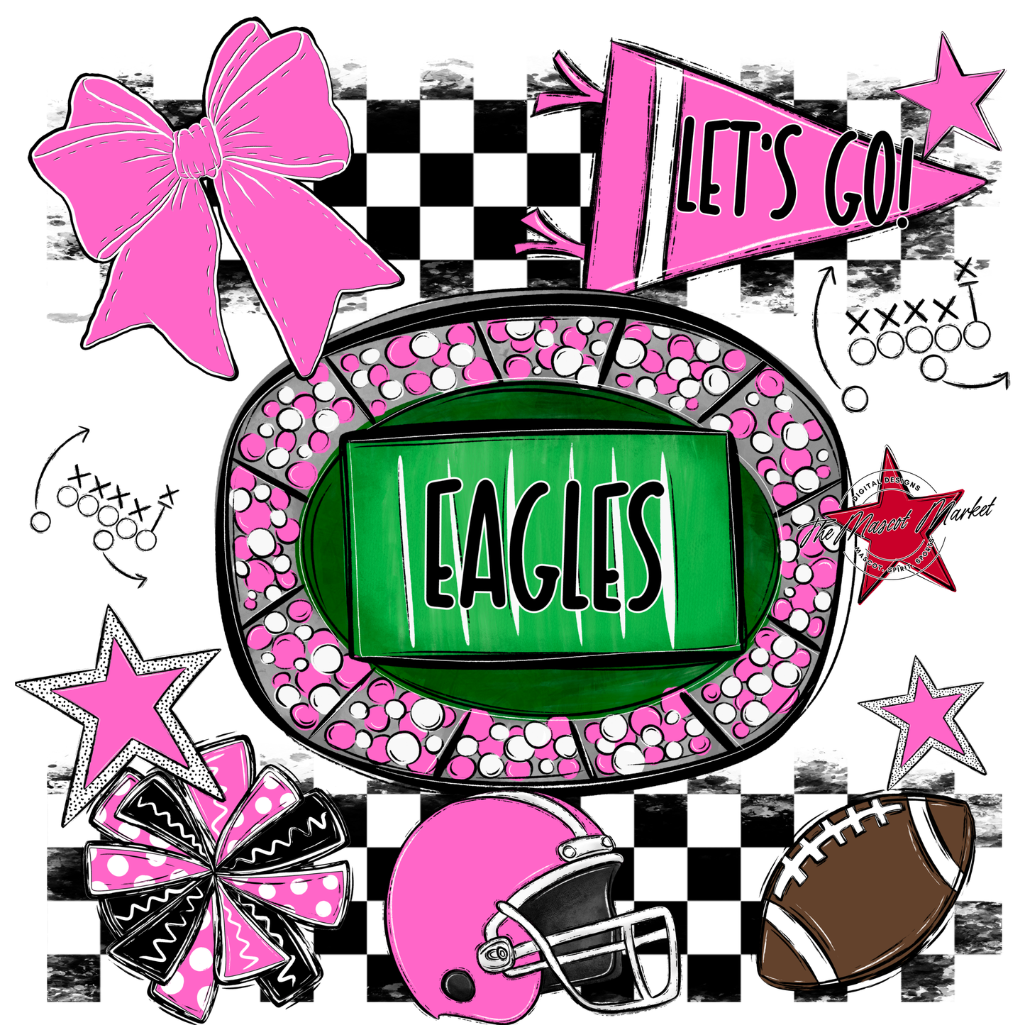 Eagles Checkers Spirit Design-Baby Pink