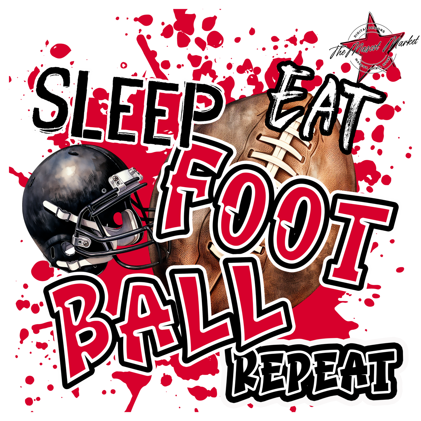 Eat Sleep Football Repeat-Red