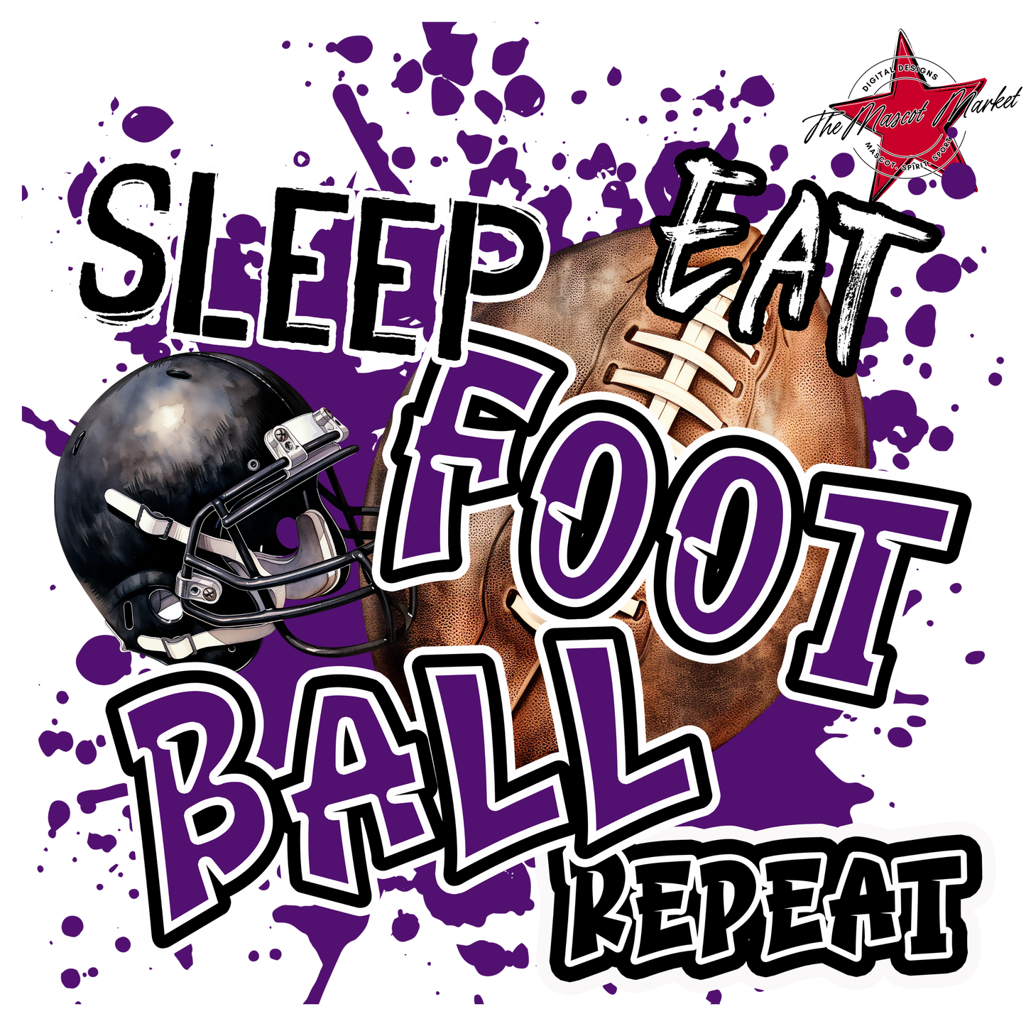 Eat Sleep Football Repeat-Purple