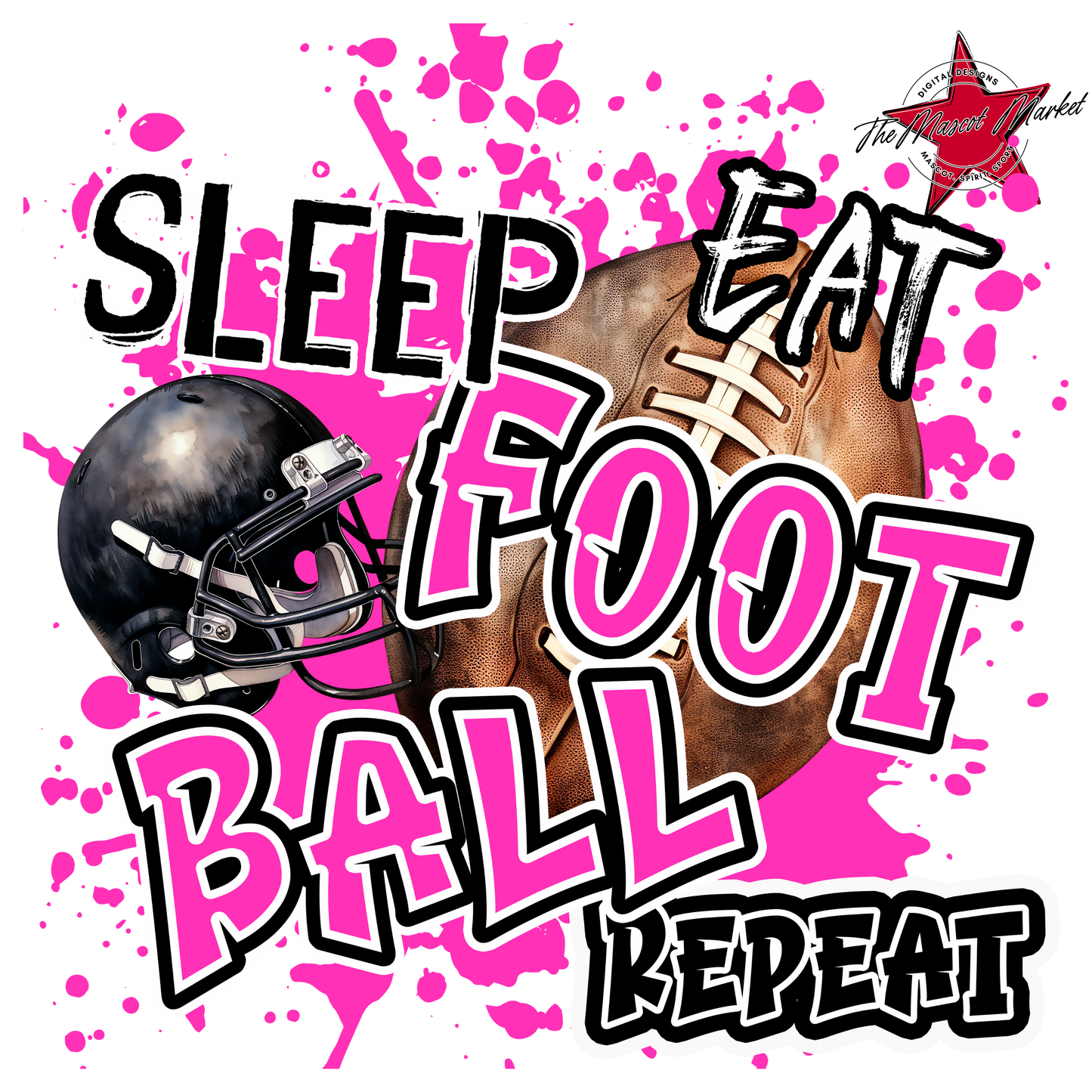 Eat Sleep Football Repeat-Pink