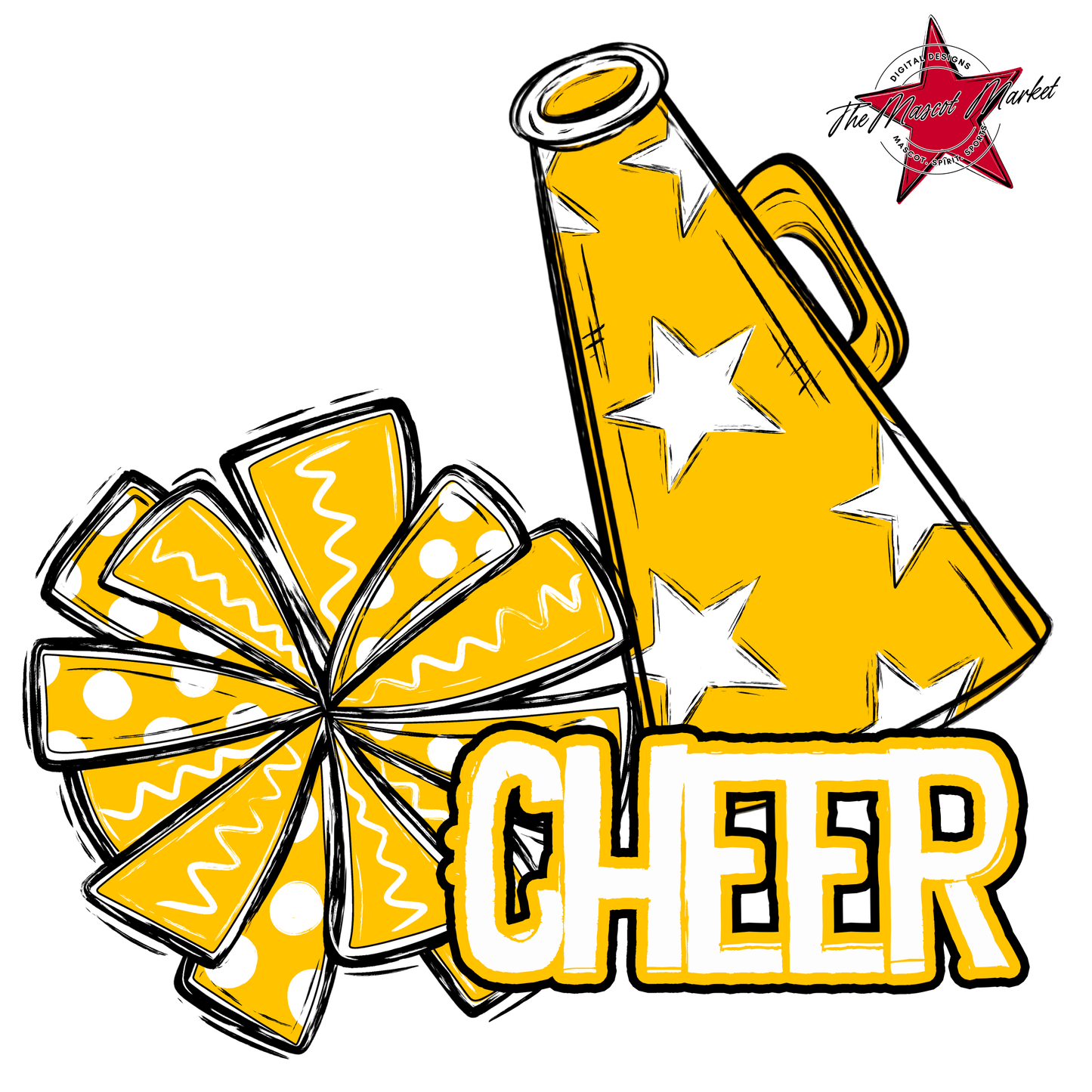 Cheer Doodle Megaphone Design-Yellow