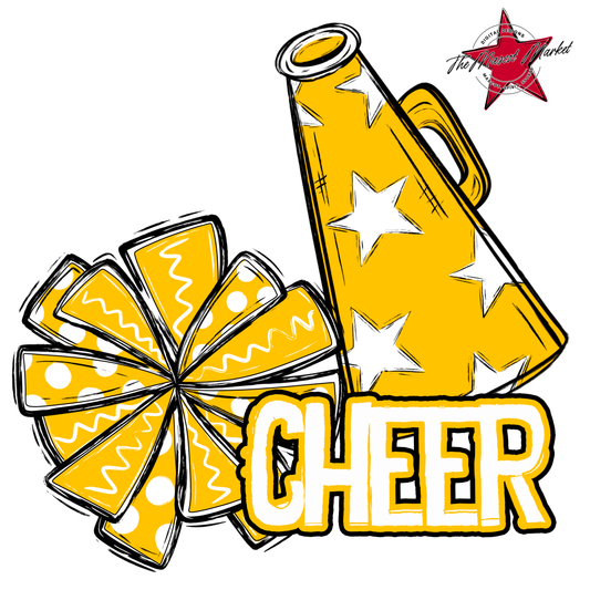 Cheer Doodle Megaphone Design-Yellow