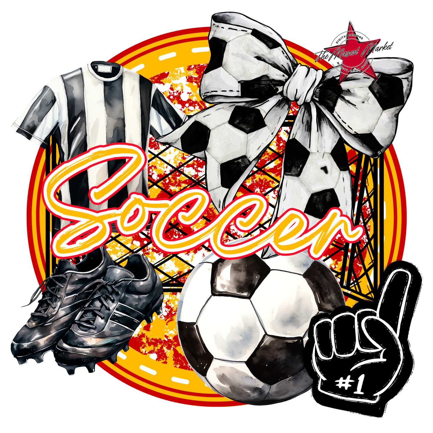Circle Soccer Design-Red-Yellow