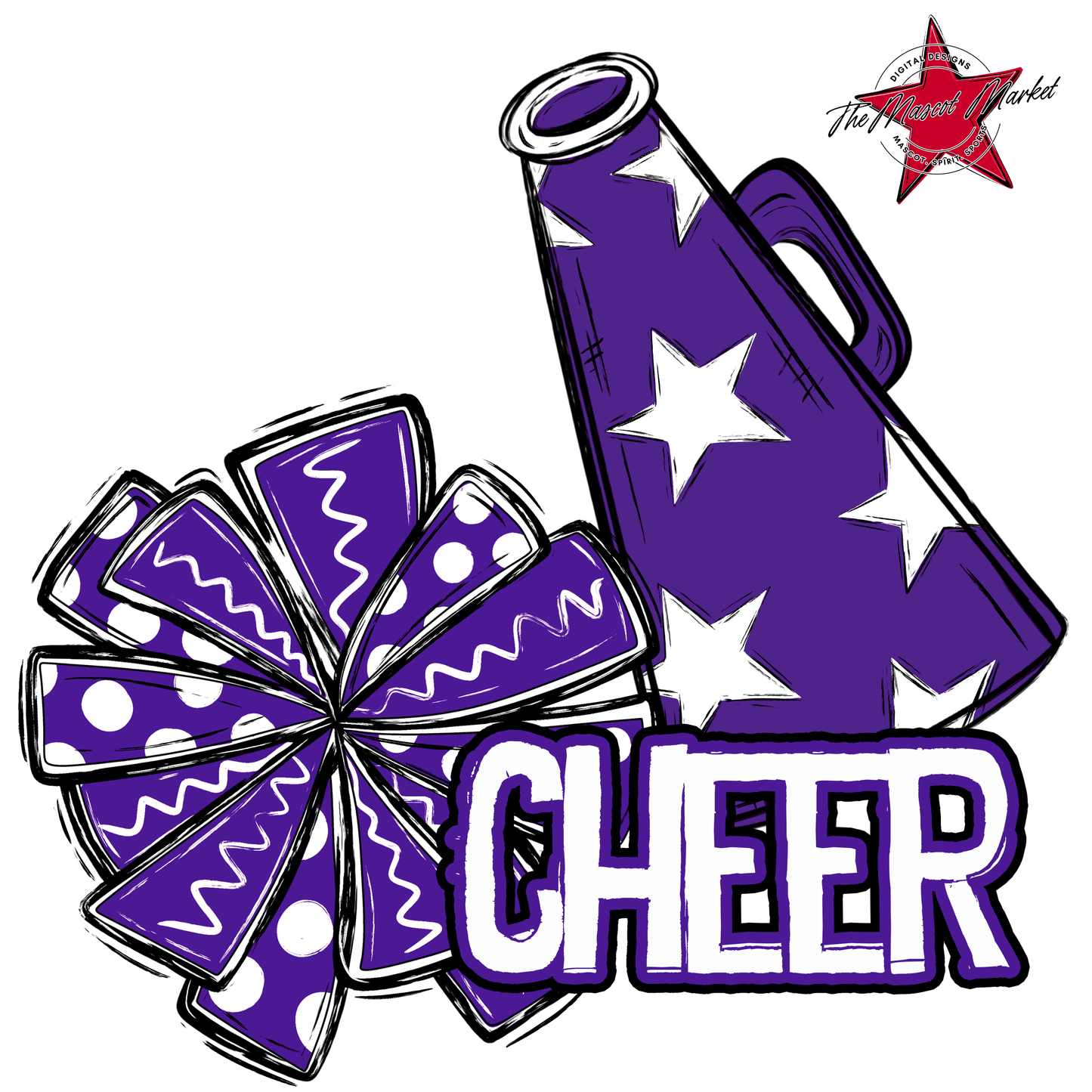 Cheer Doodle Megaphone Design-Purple