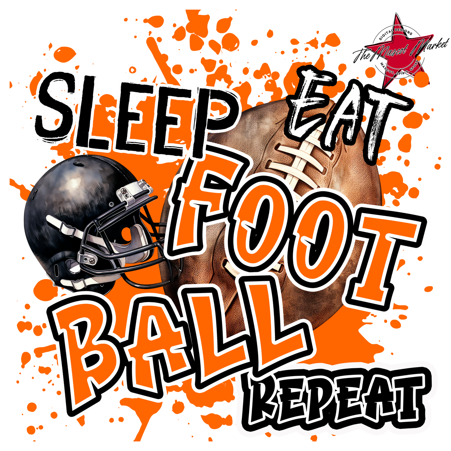 Eat Sleep Football Repeat-Orange