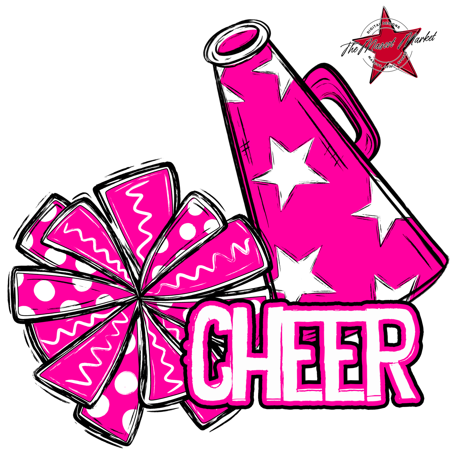 Cheer Doodle Megaphone Design-Pink