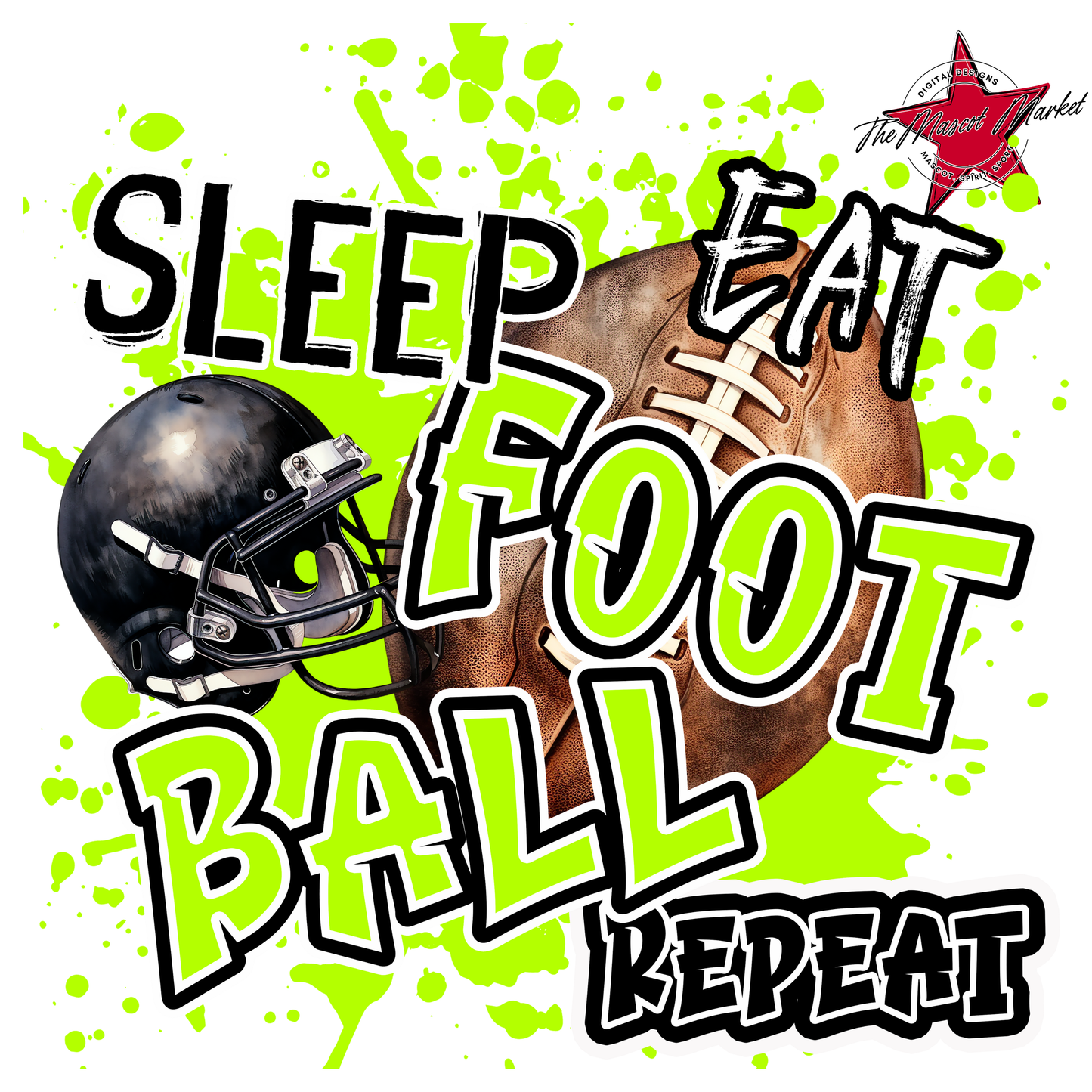 Eat Sleep Football Repeat-Neon