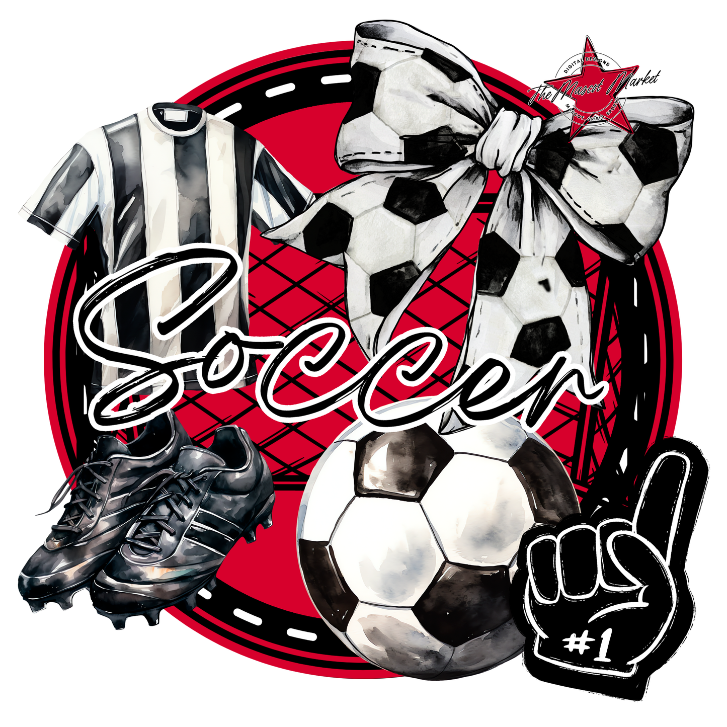 Circle Soccer Design-Red