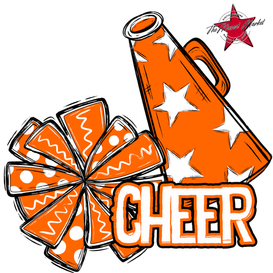 Cheer Doodle Megaphone Design-Orange
