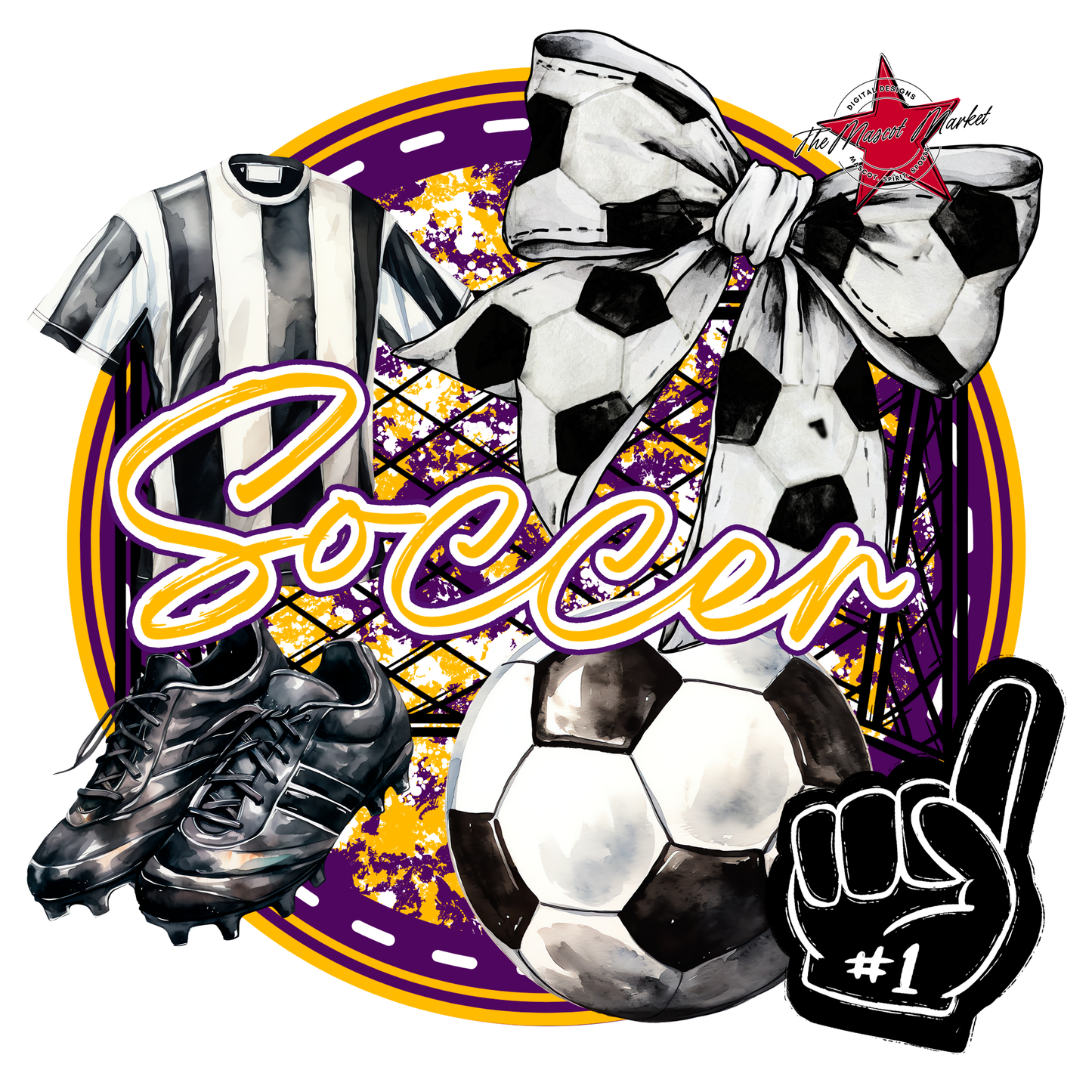 Circle Soccer Design-Purple-Yellow