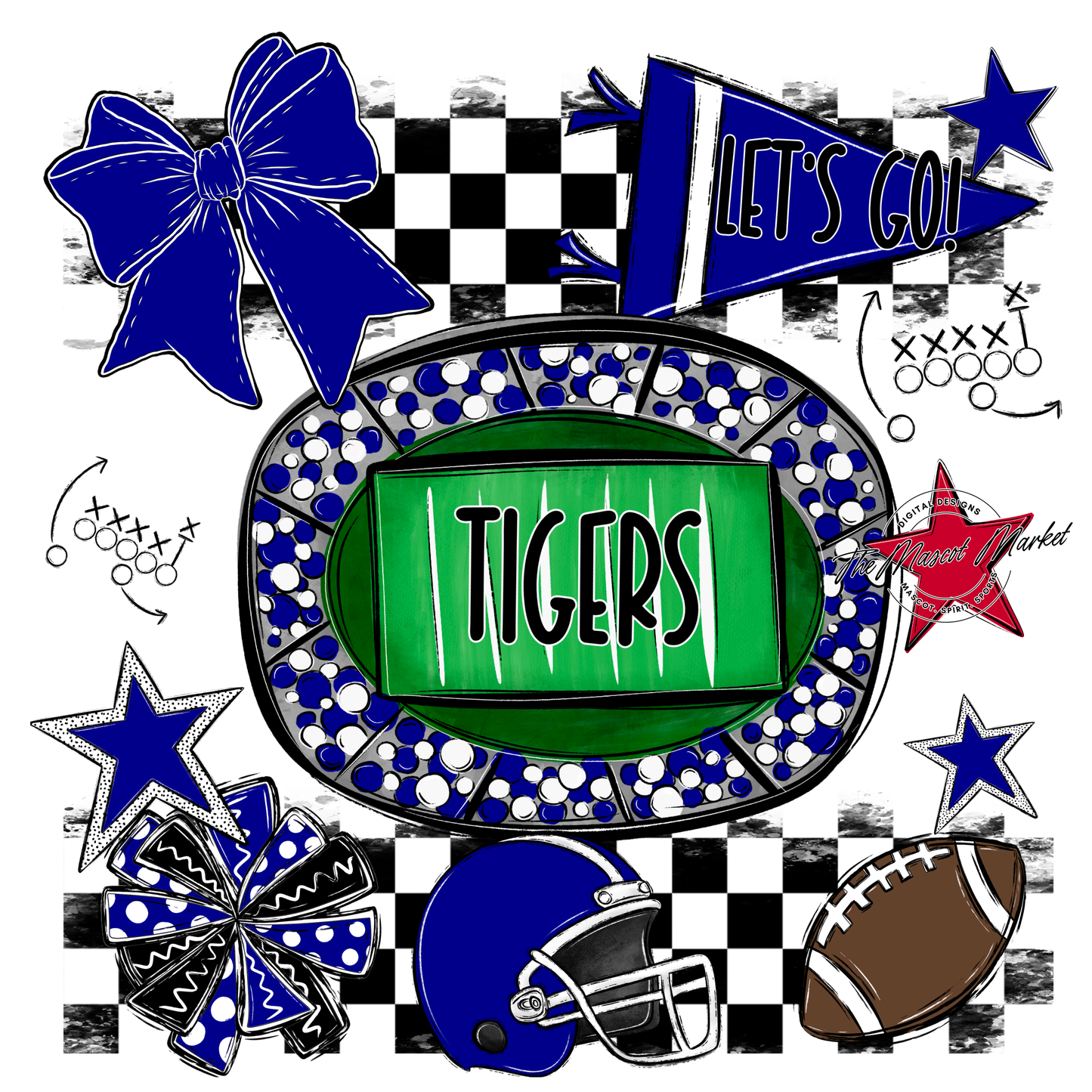 Tigers Checkers Spirit Design-Blue