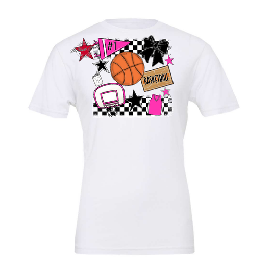 Basketball Checkers Spirit Design-Pink