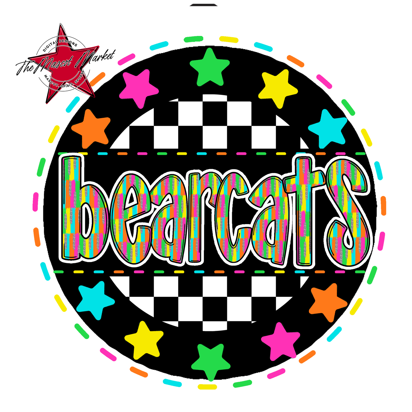Bearcats Circle Stars Design-Neon