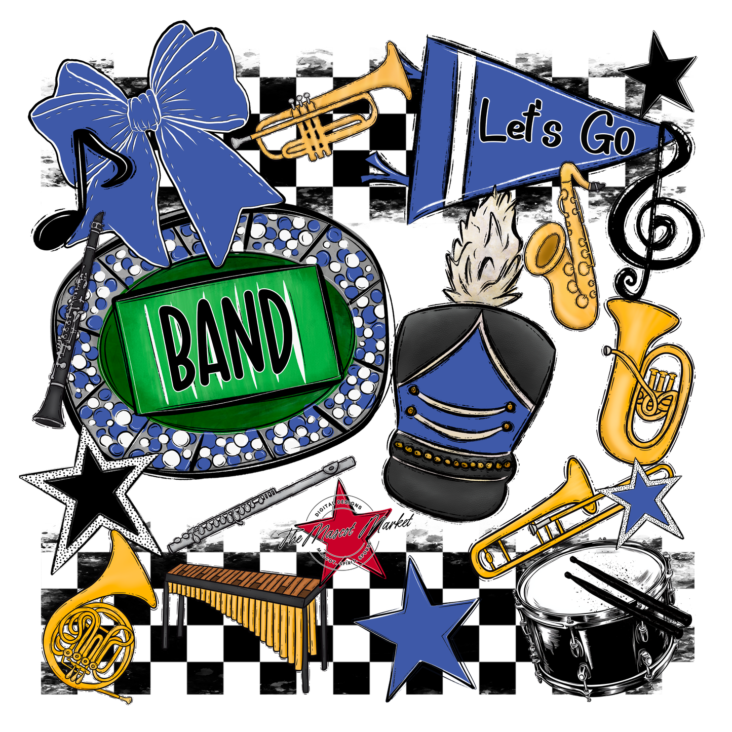 Band Checkers Spirit Design-Off Blue