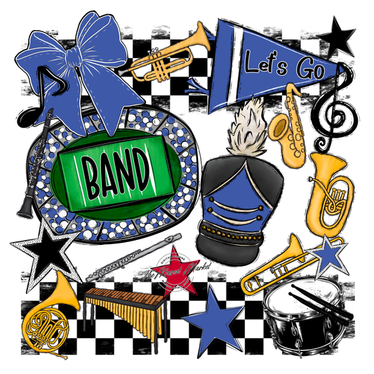 Band Checkers Spirit Design-Off Blue
