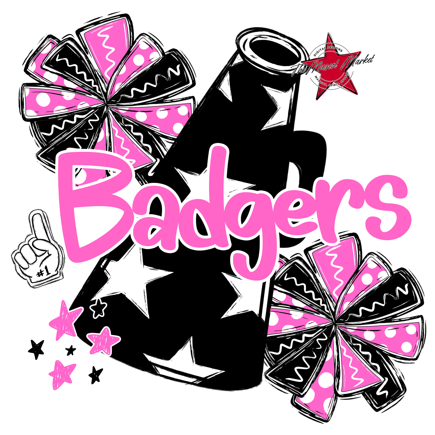 Badgers Alpha Cheer Megaphone-Baby Pink