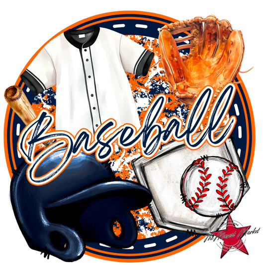 Circle Baseball Design-Navy-Orange