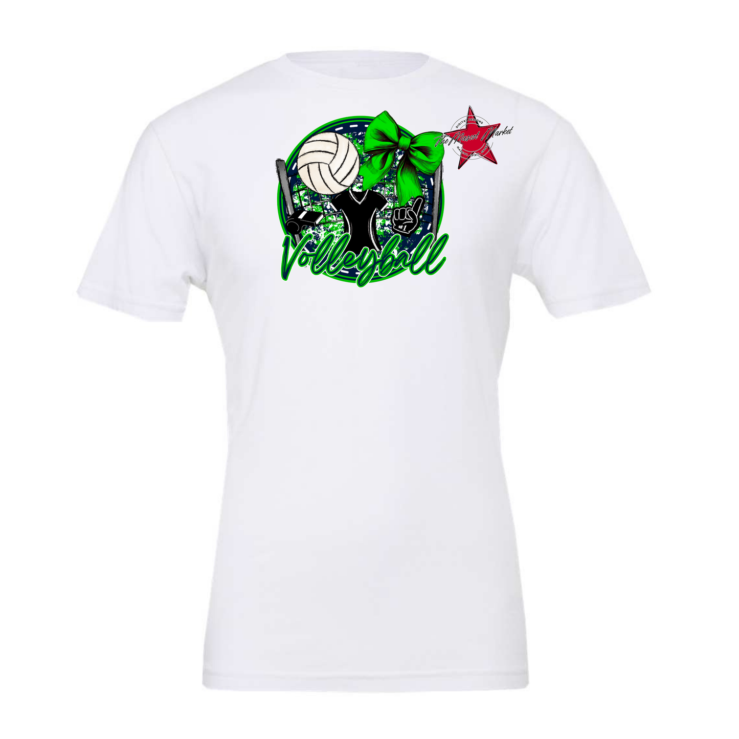 Circle Volleyball Design-Navy-Bright Green
