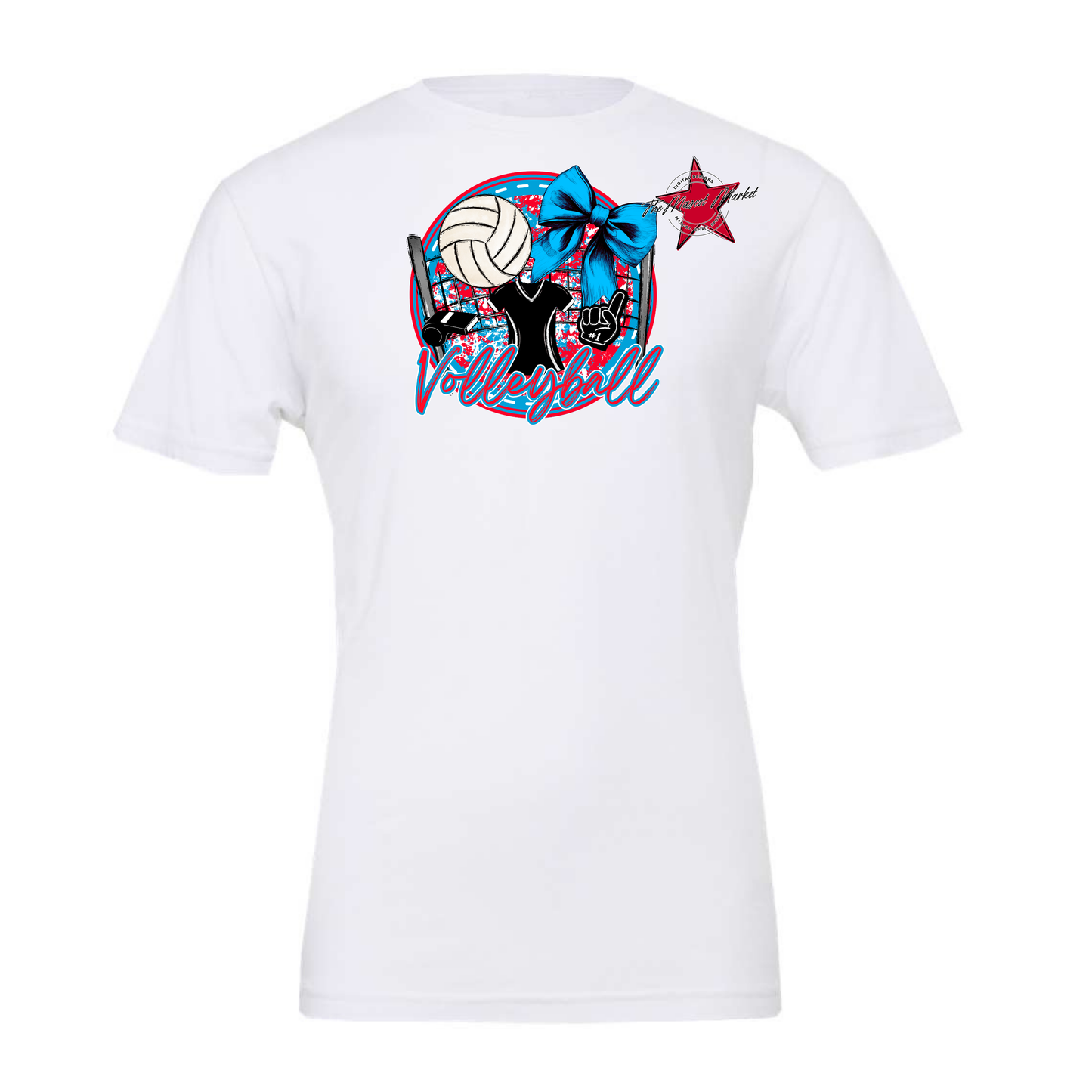 Circle Volleyball Design-Carolina Blue-Red