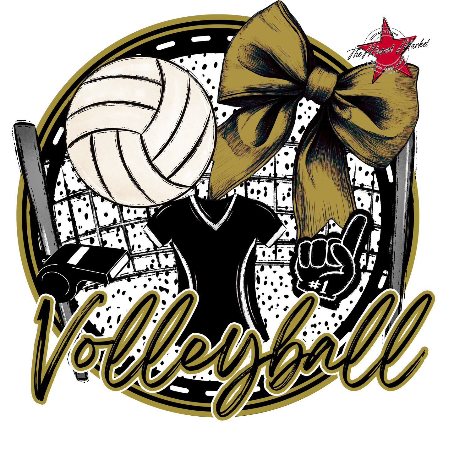 Circle Volleyball Design-Gold