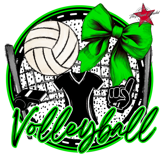 Circle Volleyball Design-Bright Green