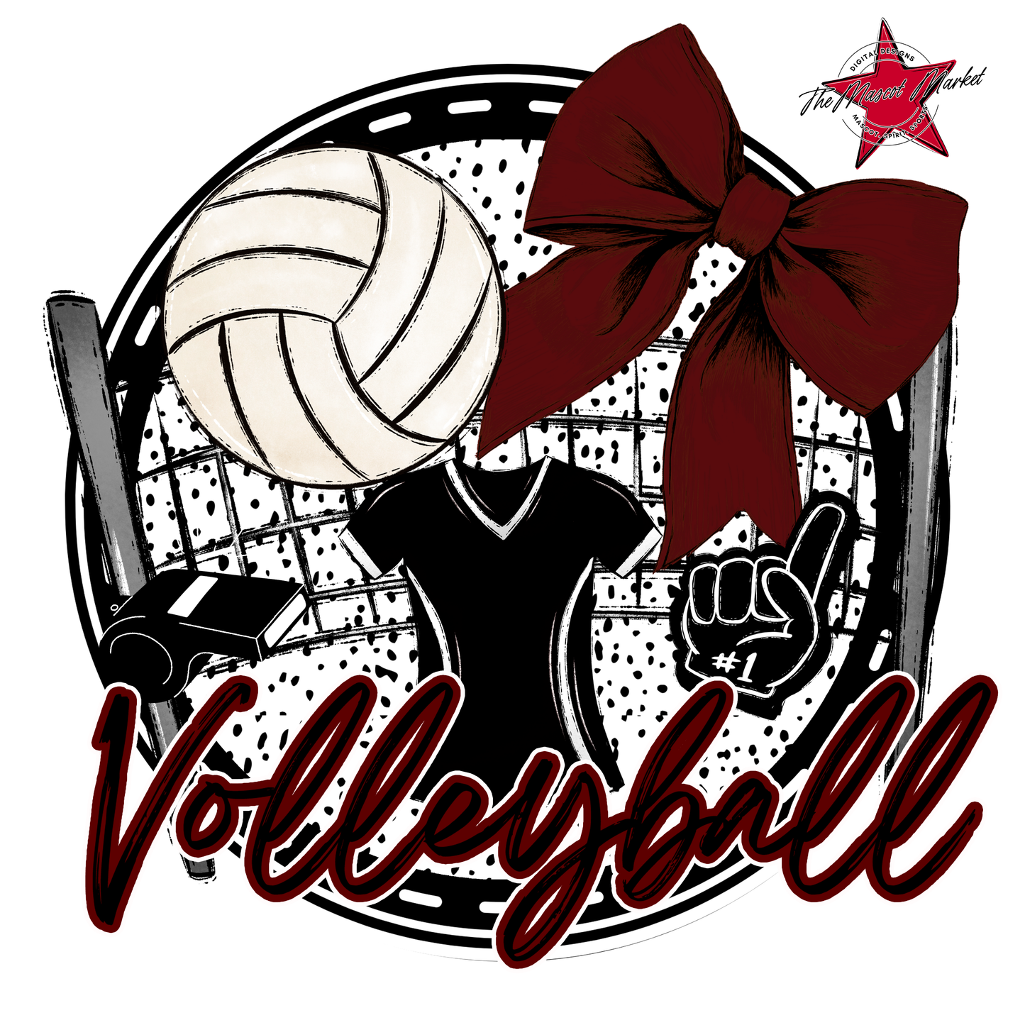 Circle Volleyball Design-Maroon