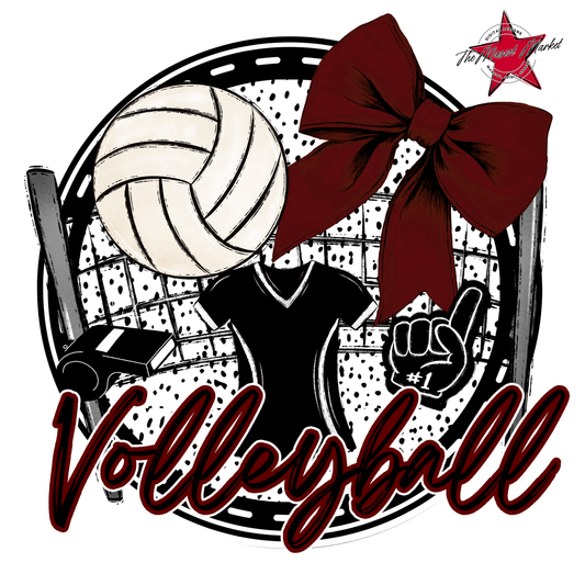 Circle Volleyball Design-Maroon