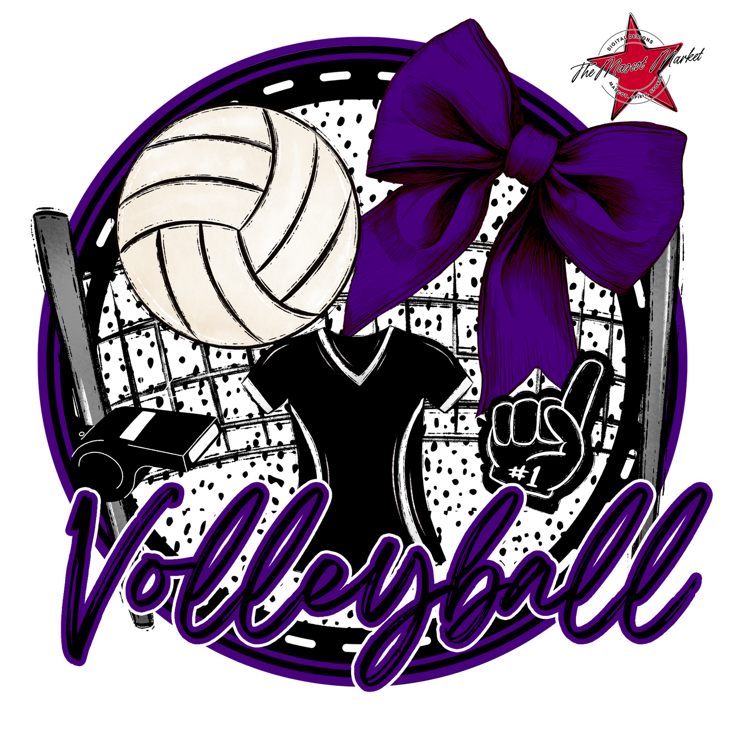 Circle Volleyball Design-Purple