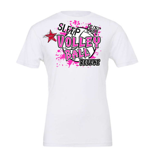 Eat Sleep Volleyball Repeat Design-Pink