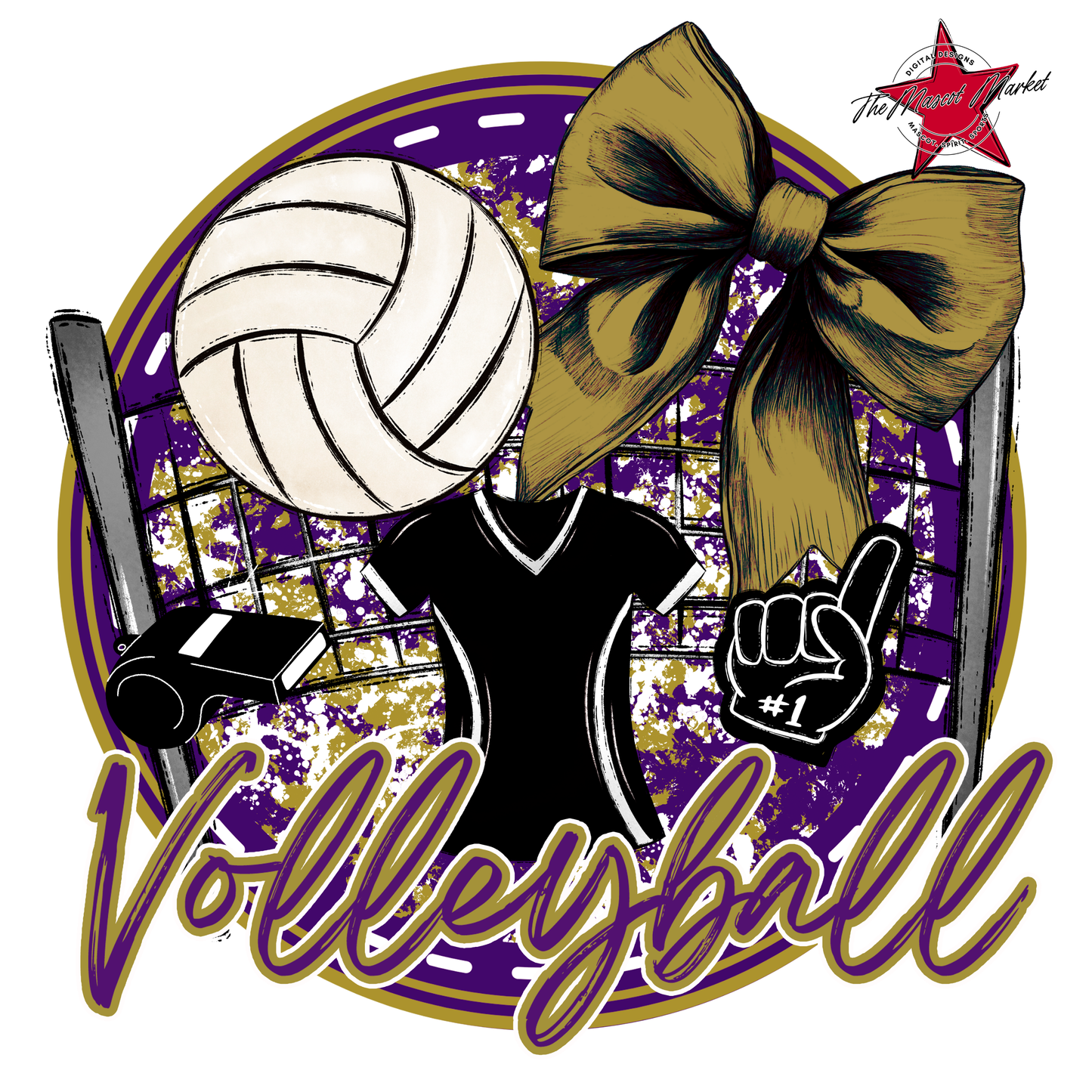Circle Volleyball Design-Purple-Gold