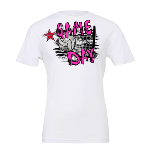 Volleyball Game Day w Net-Pink