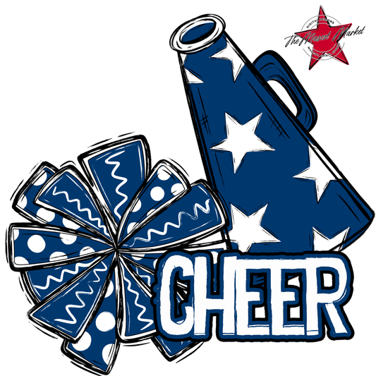 Cheer Doodle Megaphone Design-Off Blue