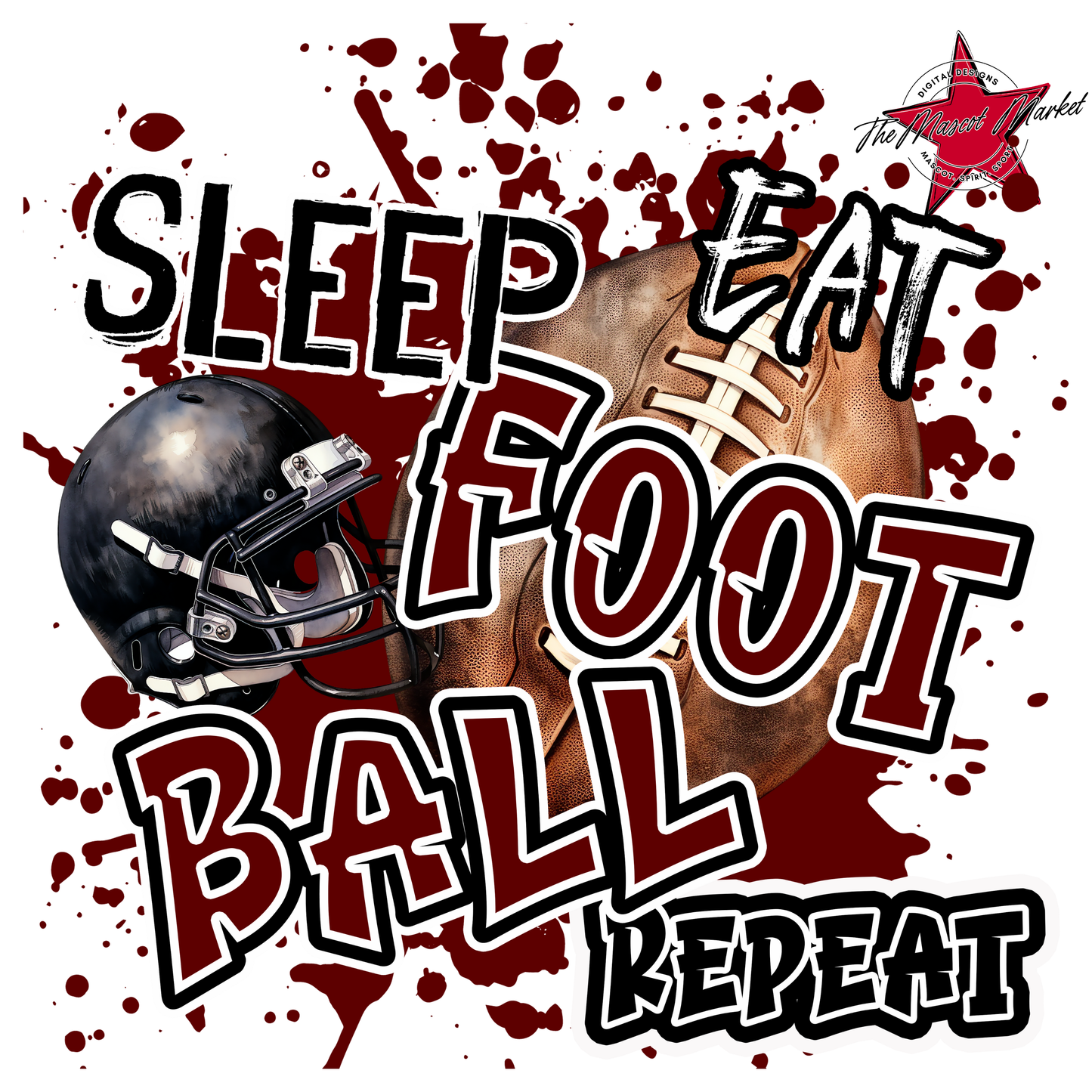 Eat Sleep Football Repeat-Maroon