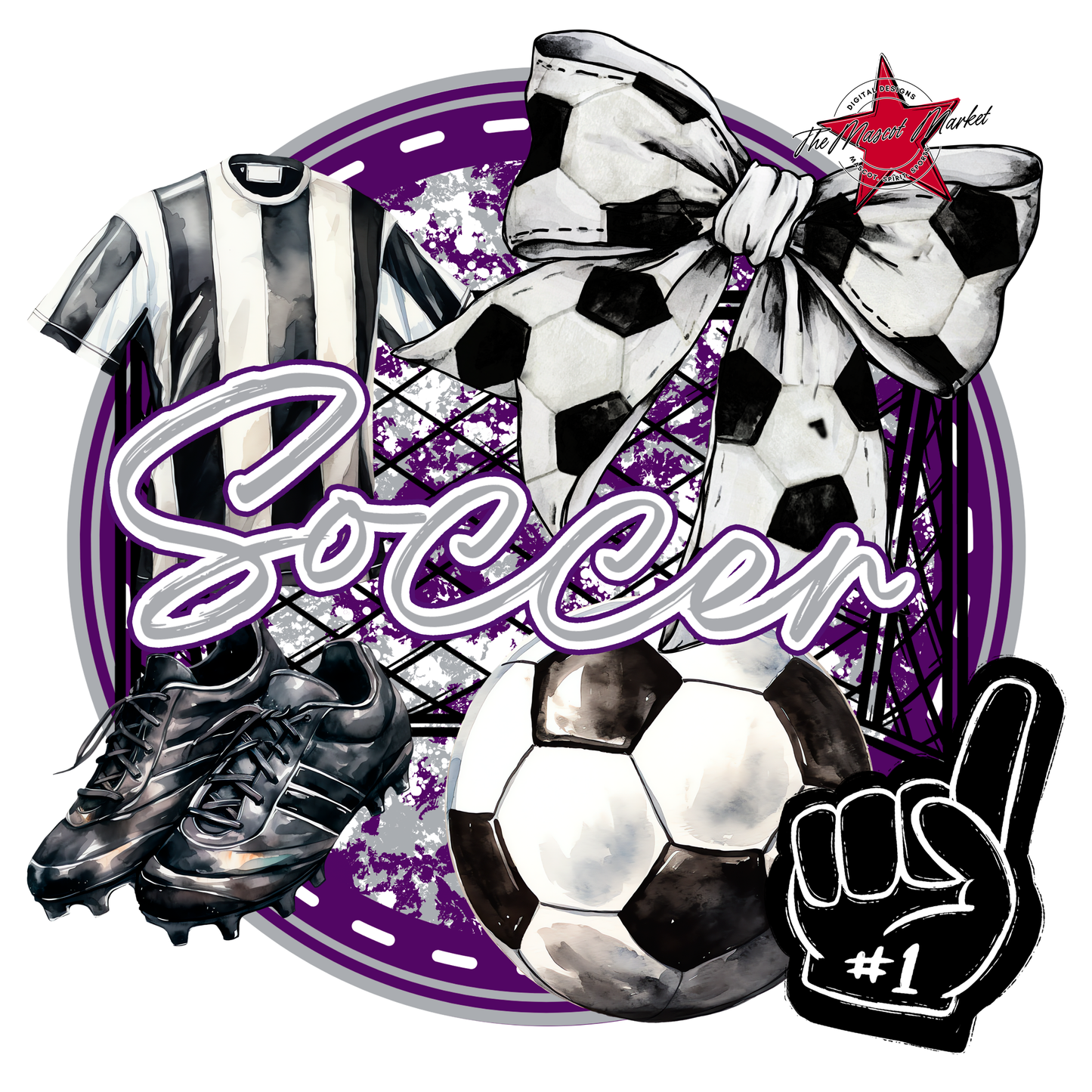 Circle Soccer Design-Purple-Grey
