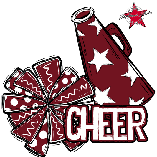 Cheer Doodle Megaphone Design-Maroon