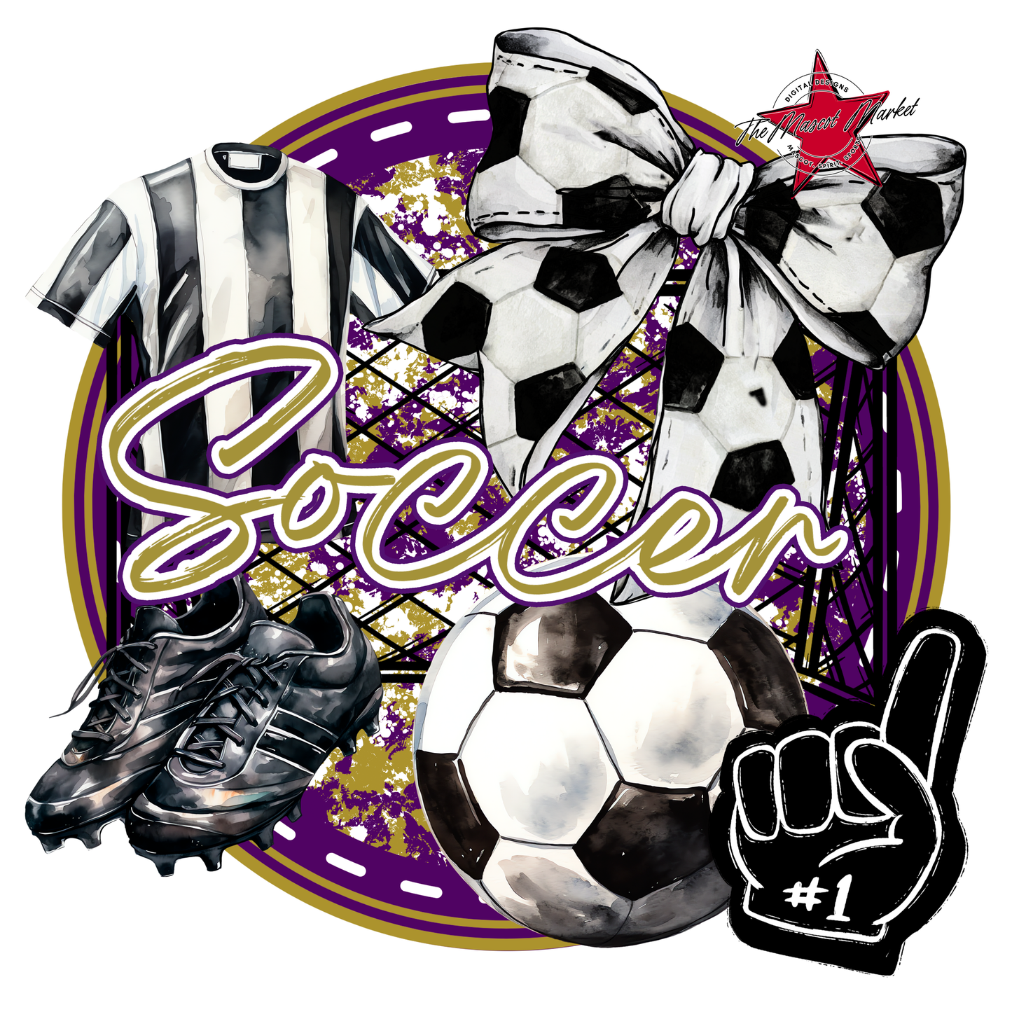 Circle Soccer Design-Purple-Gold