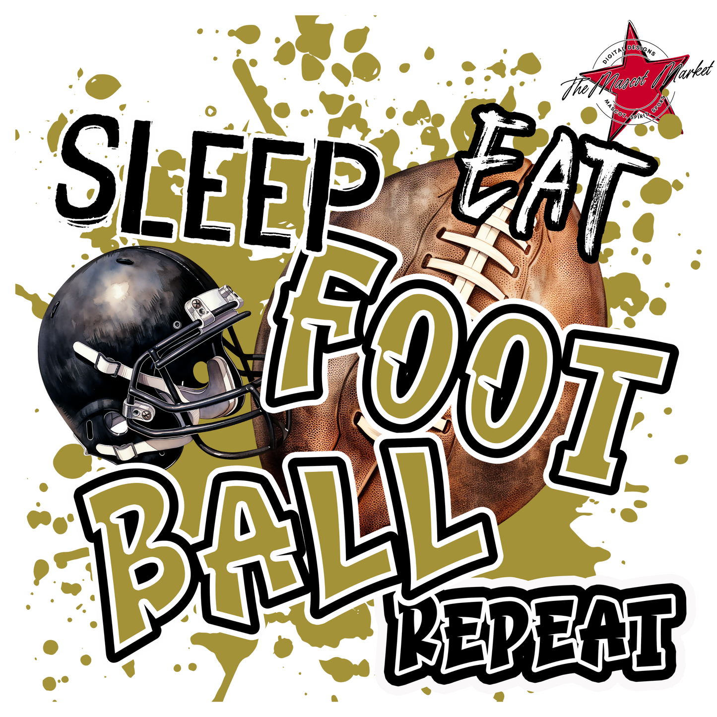 Eat Sleep Football Repeat-Gold