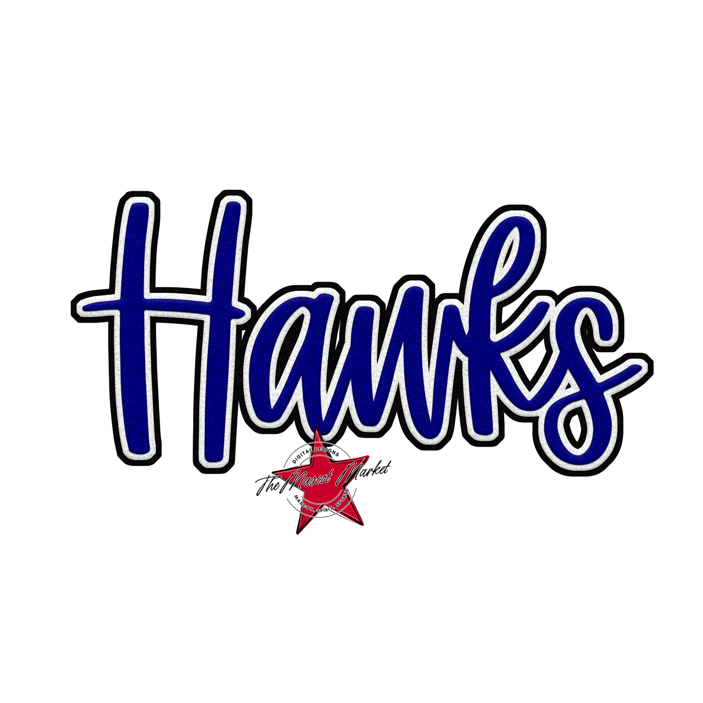 Hawks Faux Chenille Patch-Blue