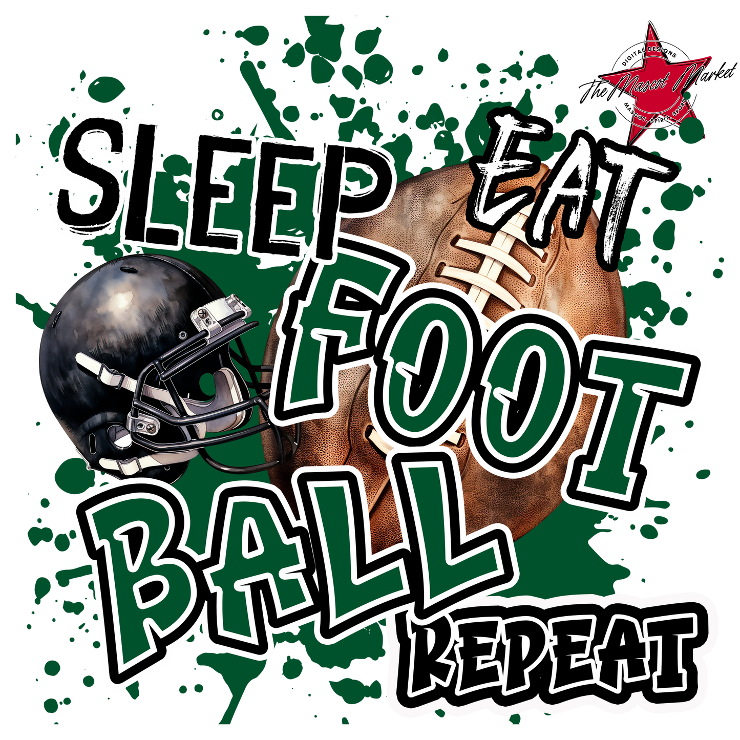Eat Sleep Football Repeat-Green