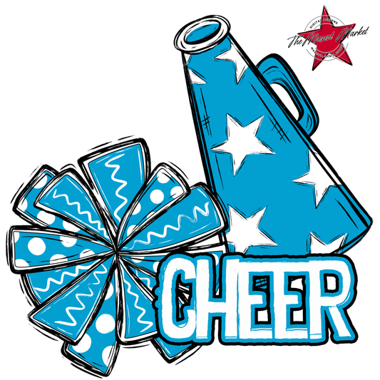 Cheer Doodle Megaphone Design-Carolina Blue