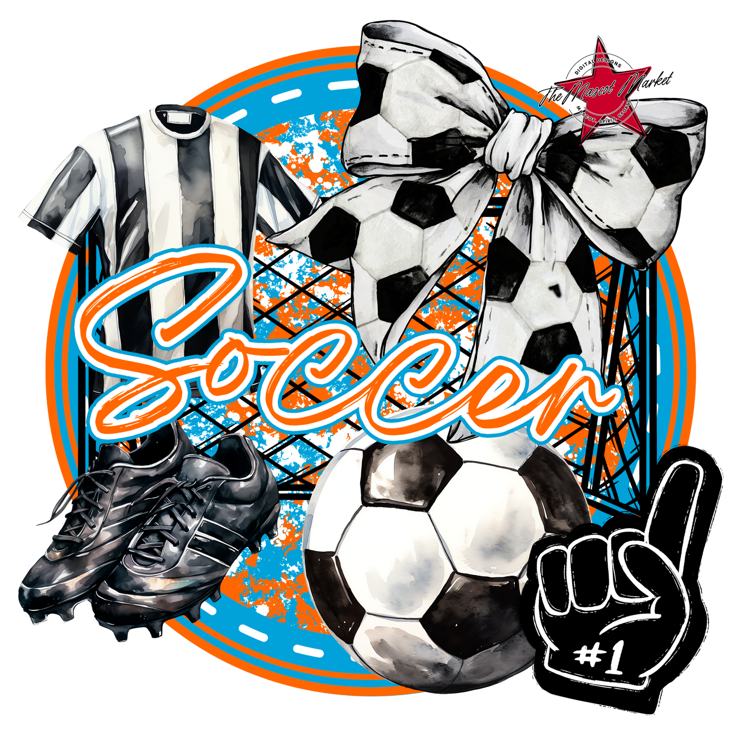 Circle Soccer Design-Carolina Blue-Orange