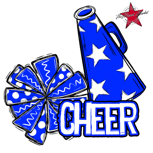 Cheer Doodle Megaphone Design-Royal Blue