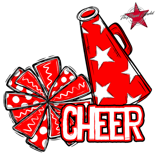 Cheer Doodle Megaphone Design-Red